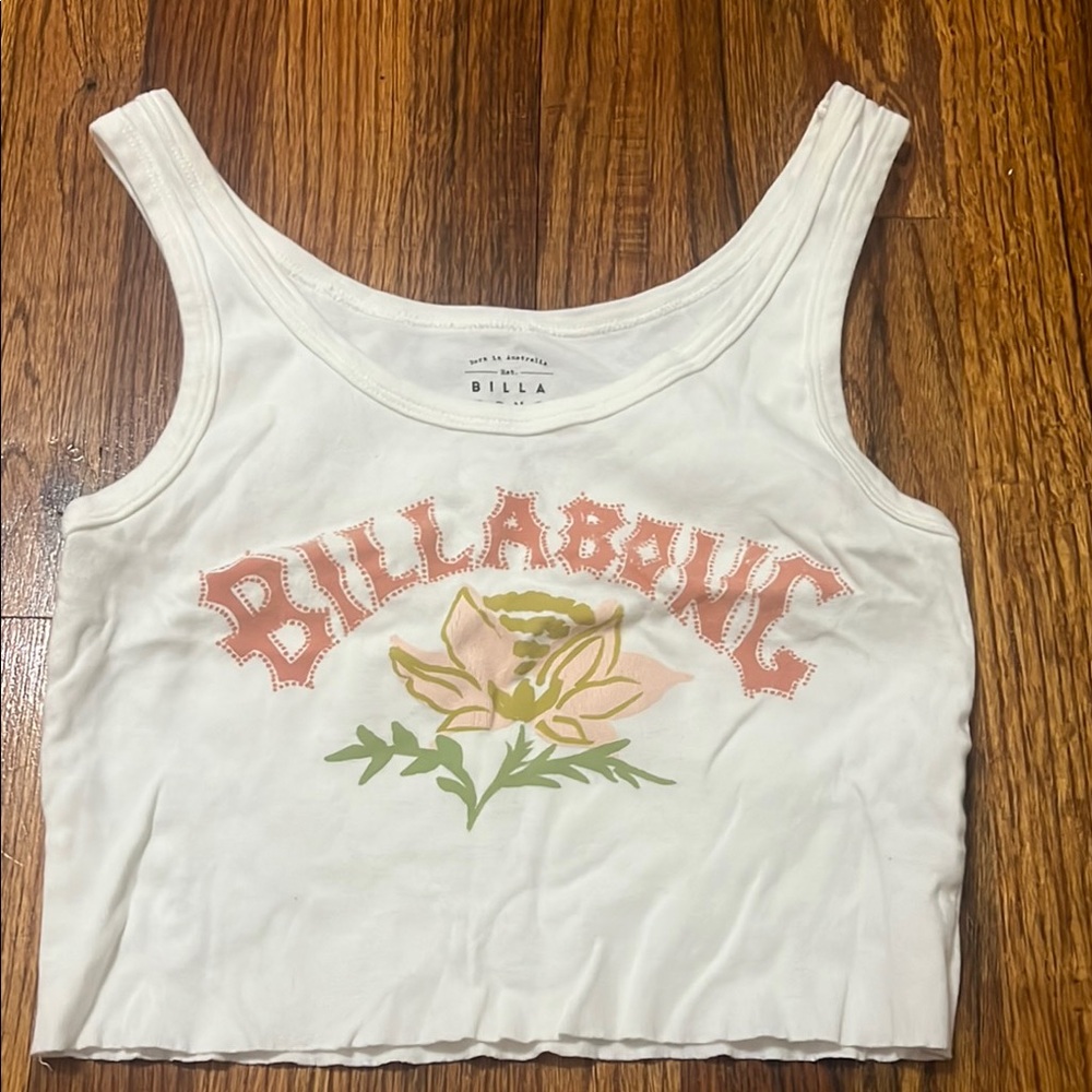 Billabong White Crop Top with Floral Graphic